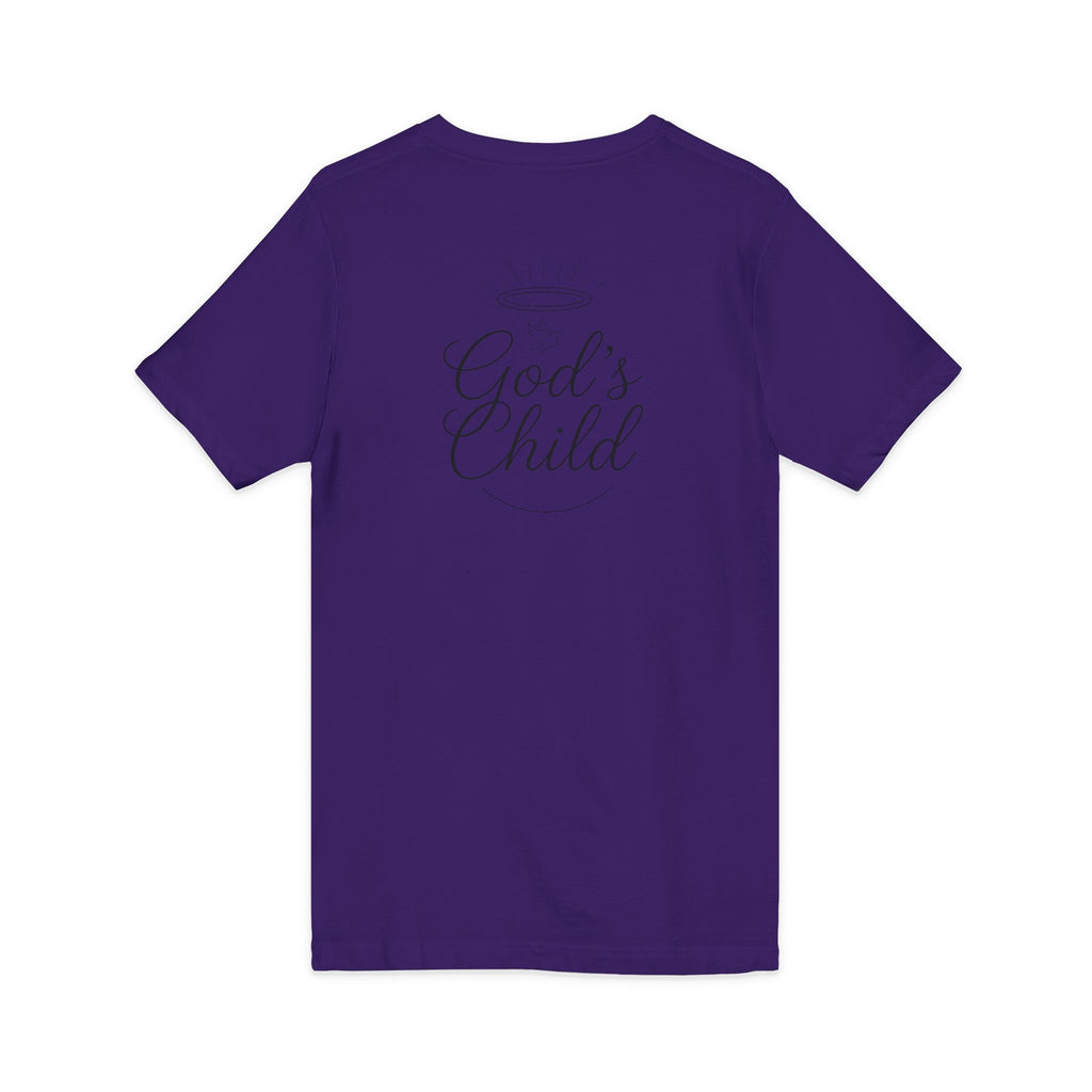 God's Child V-Neck Tee — Minimal Cross Christian Faith T-Shirt