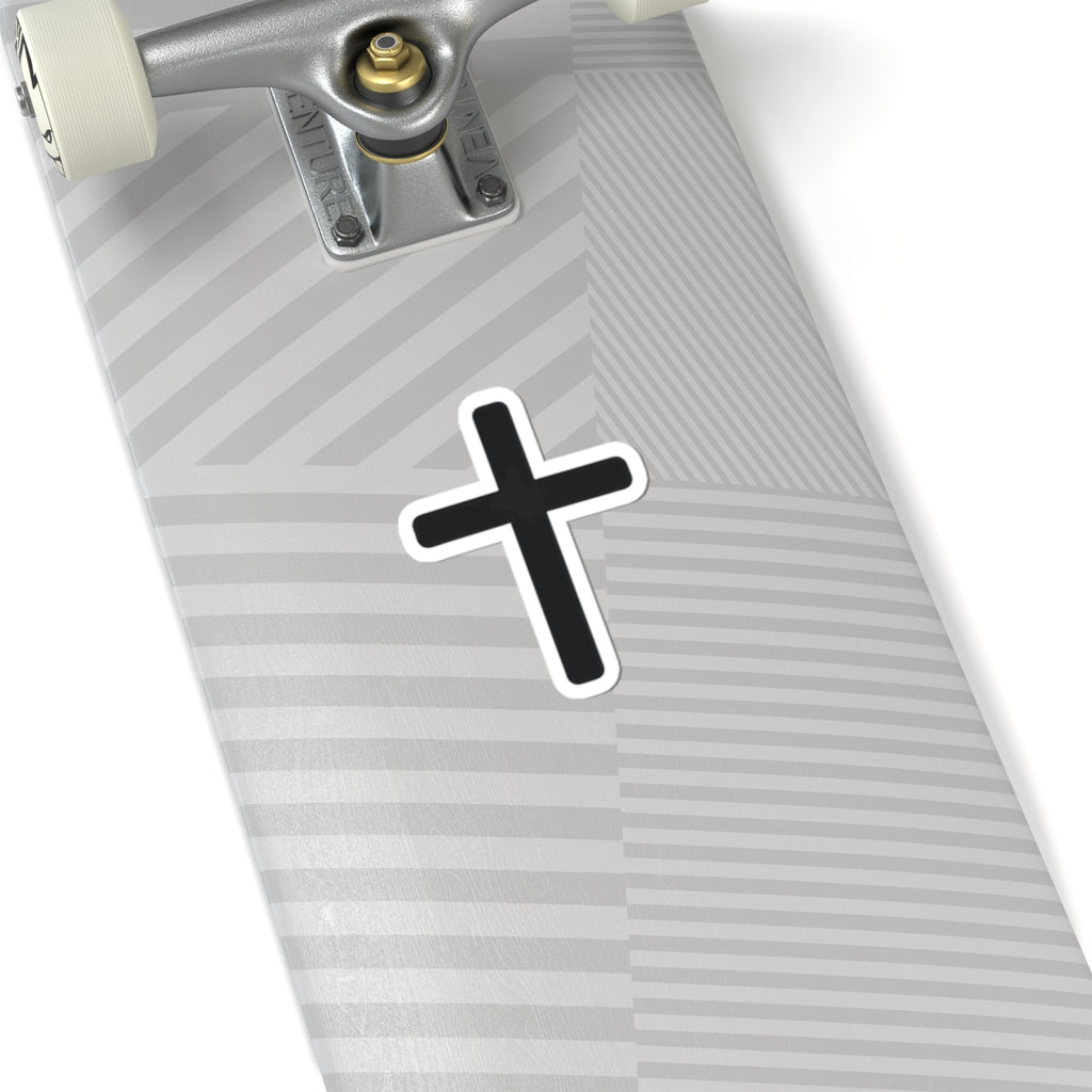 Minimal Cross Sticker — Small Kiss-Cut Christian Faith Decal for Laptops & Water Bottles