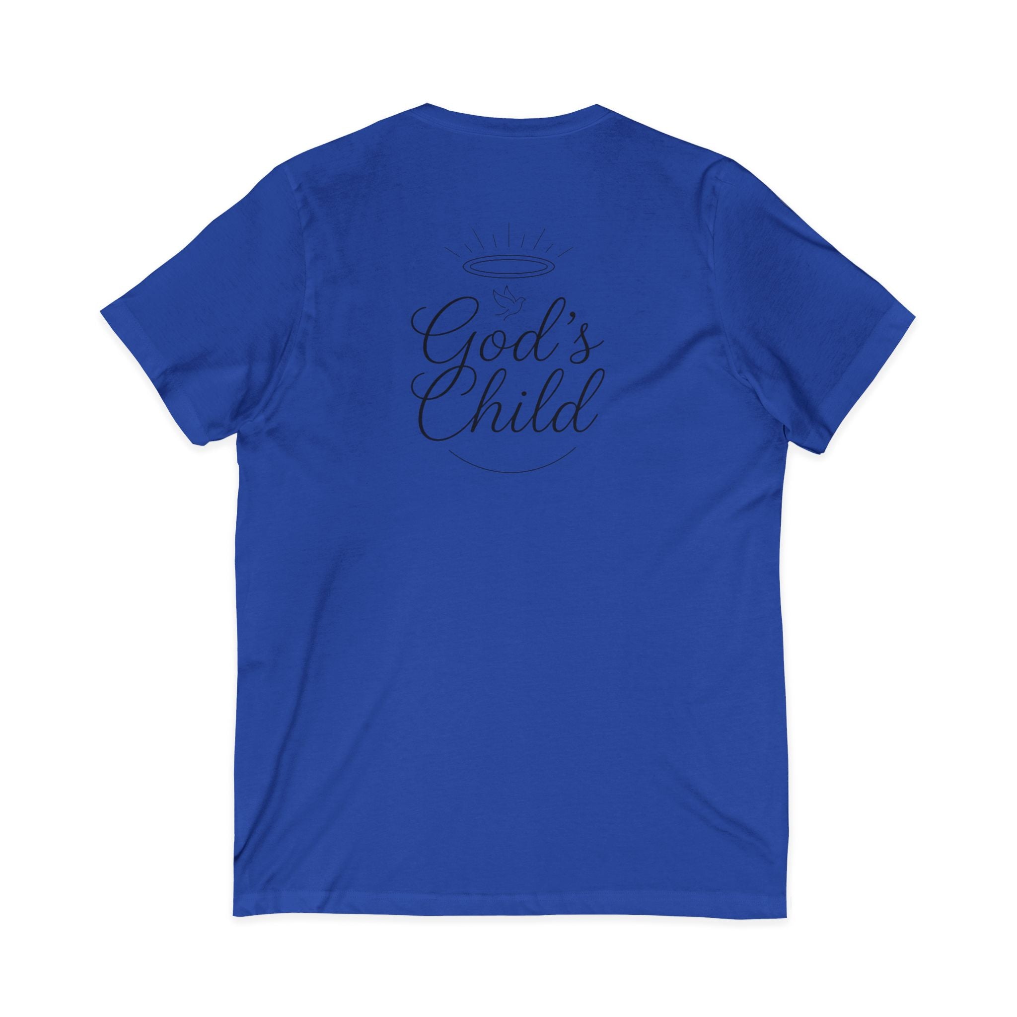 God's Child V-Neck Tee — Minimal Cross Christian Faith T-Shirt