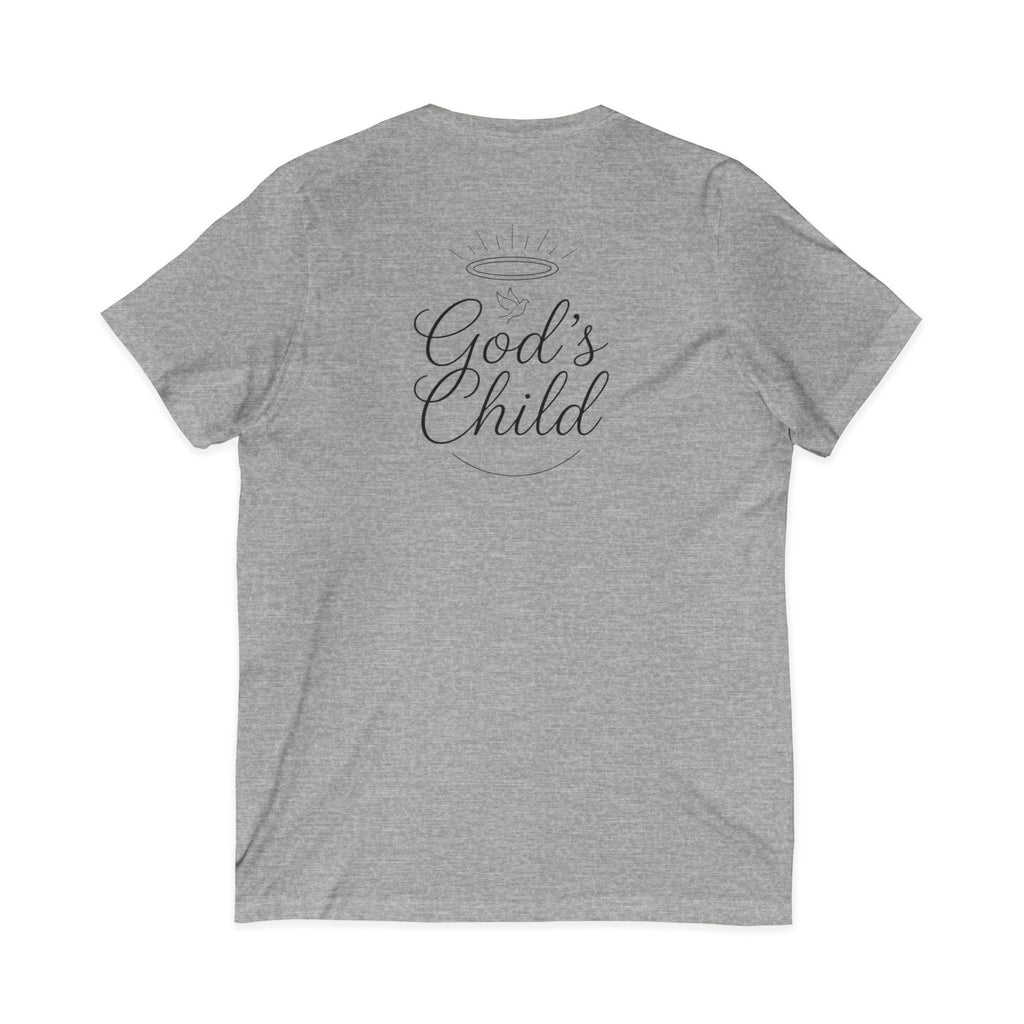 God's Child V-Neck Tee — Minimal Cross Christian Faith T-Shirt