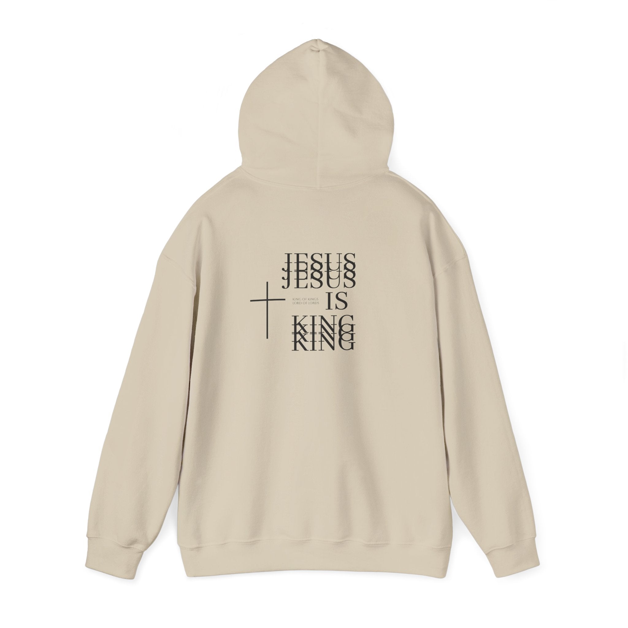 Jesus Is King Hoodie — Minimal Cross Christian Faith Sweatshirt